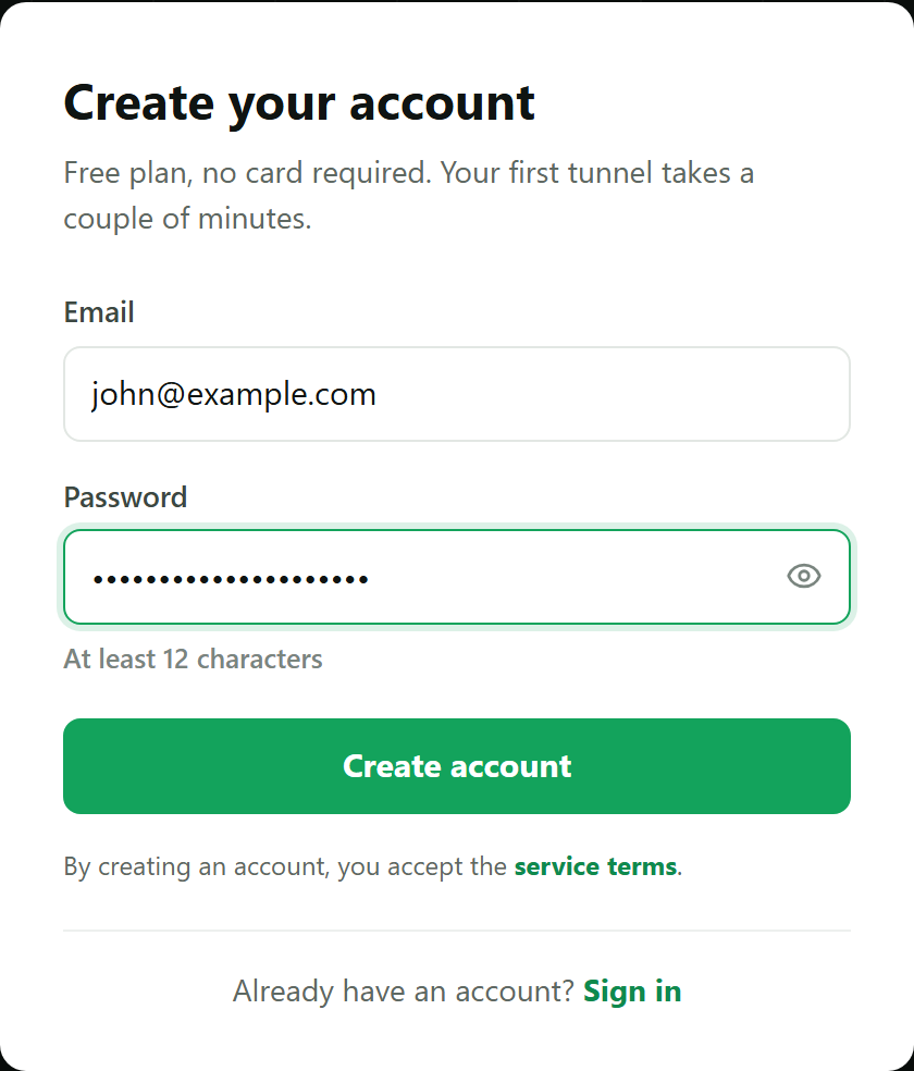 Sign-up form